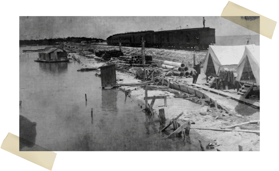 The first train arriving at the Central Supply station