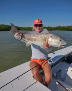 Woman fishing on Capt. Richard Hastings Boat